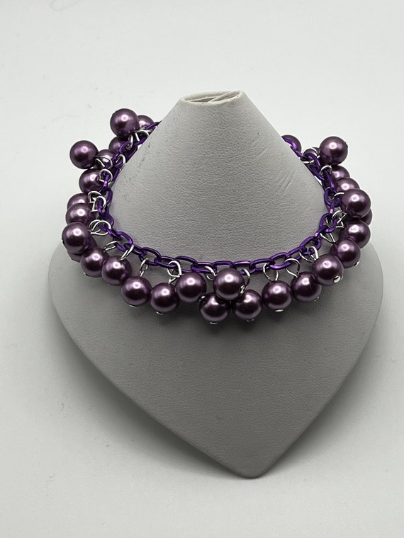 7" purple pearl bracelet