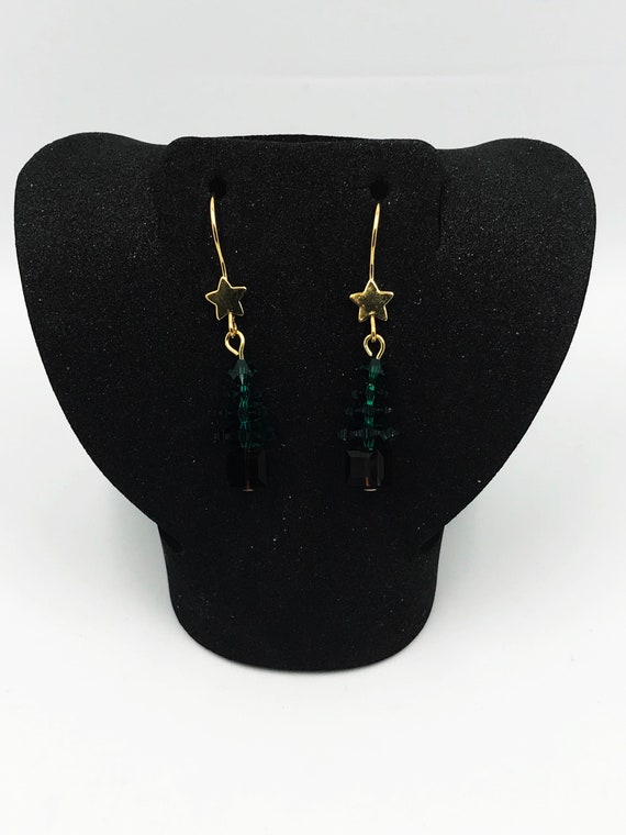 Classic evergreen Swarovski crystal Christmas tree earrings