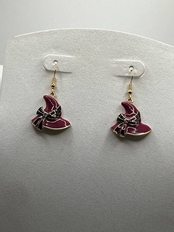 Pink hat earrings