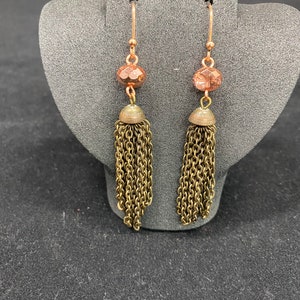 Copper and brass tassel earrings