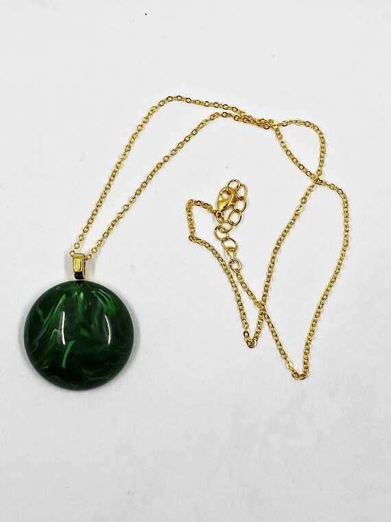 Vintage green focal on gold 18" chain with 1" extender