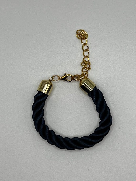 6.5" blue braided rope bracelet