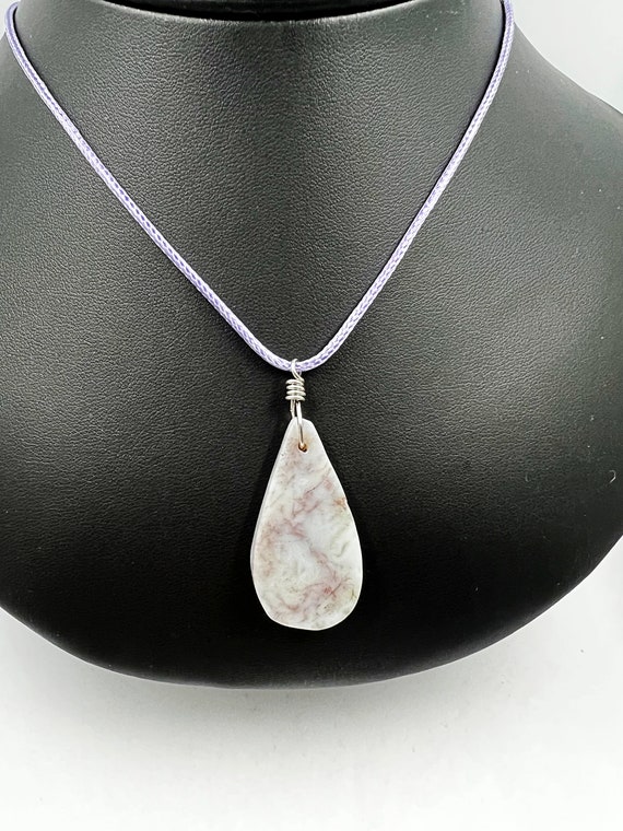 18" purple chalcedony pendant on cord