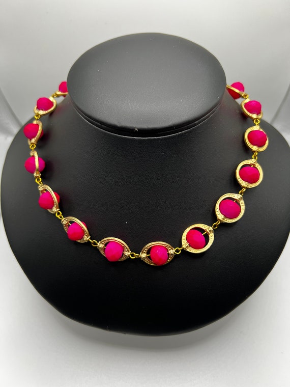 18" pink neon bead necklace