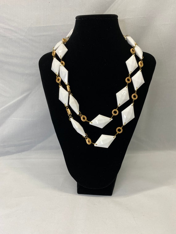 46" diamond and wood necklace