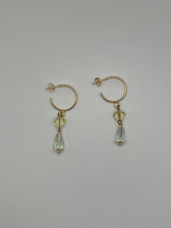 Yellow and clear crystal dangle earrings