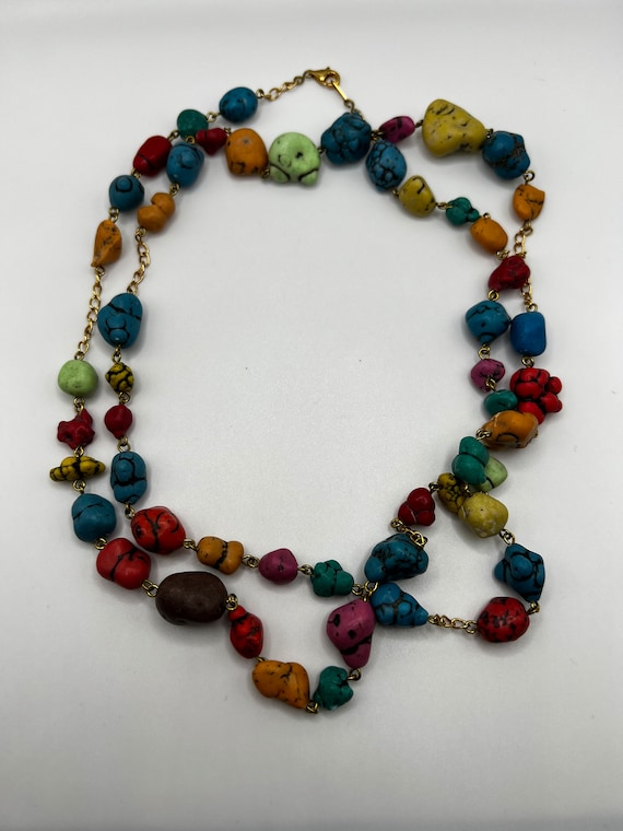 45" mixed magnesite nugget necklace