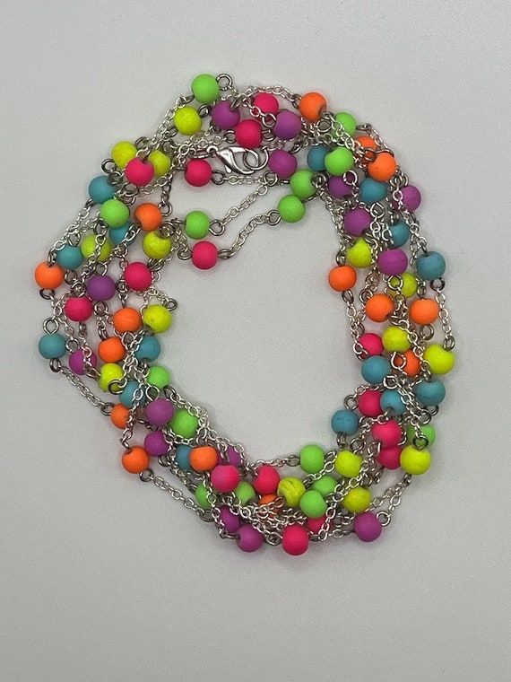 90" rainbow rubber bead necklace