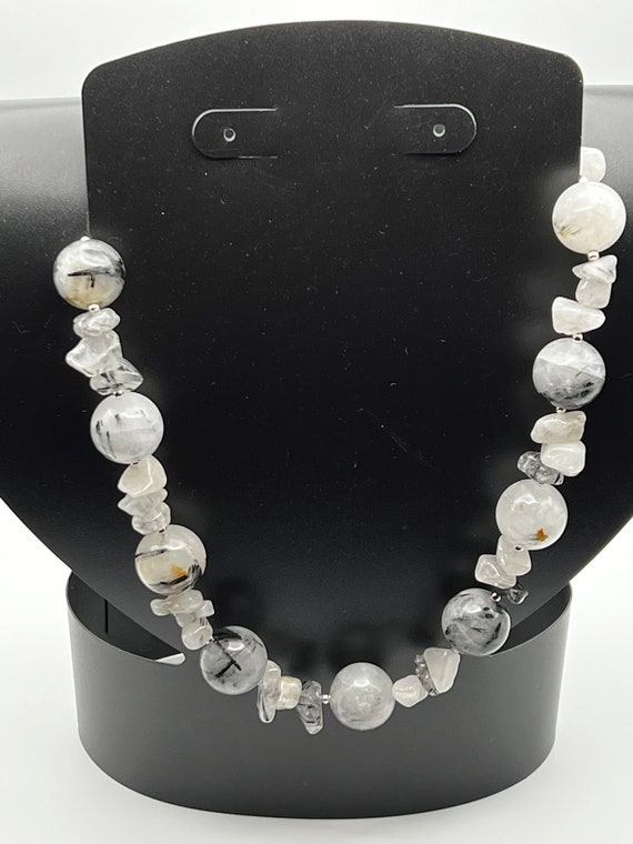 25" tourmalinated quartz necklace