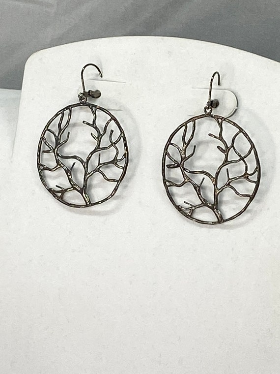 Gunmetal tree of life drop earrings