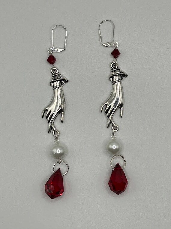 3.25" Victorian hand earrings