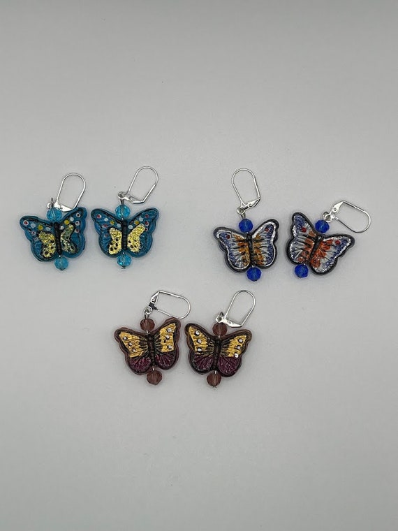 Glass butterfly earrings (3 options)