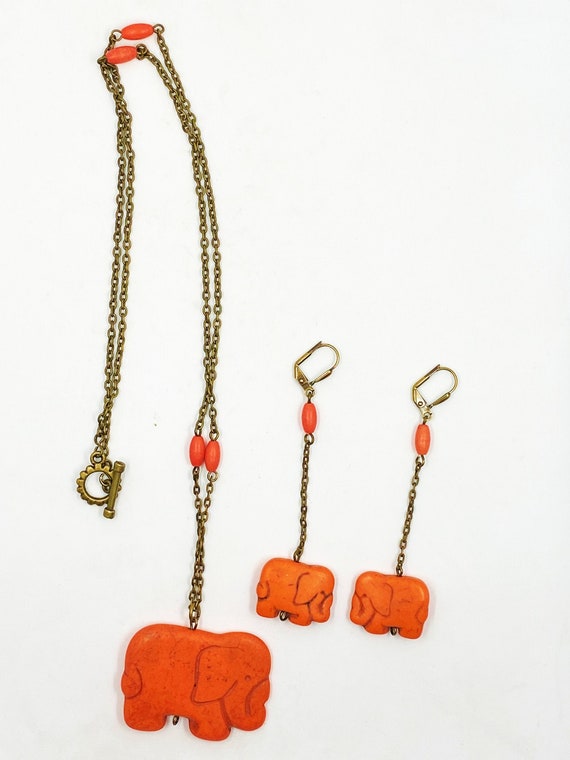 25" elephant necklace and earring set