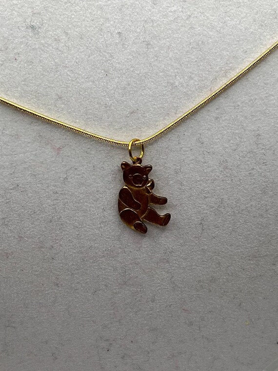 Vintage bear charm on 18" gold chain