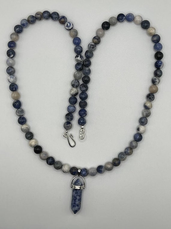 24" sodalite beaded necklace with point