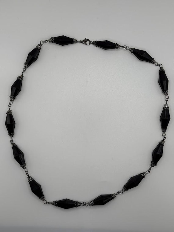 22" black double cone and gunmetal necklace