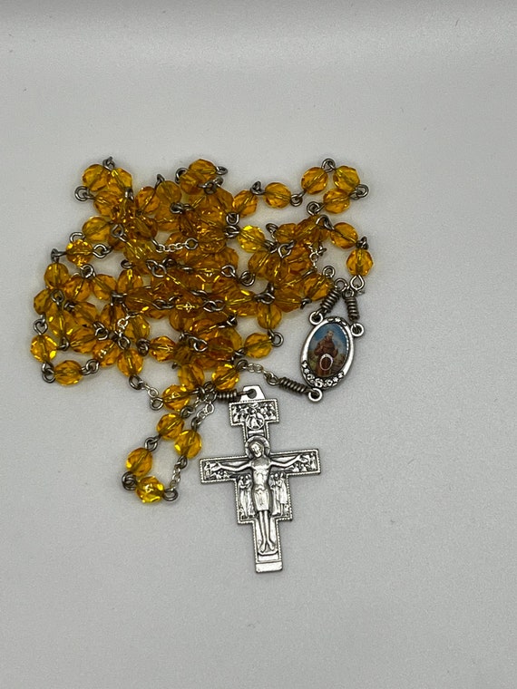 26" topaz glass bead 7 decade Franciscan Crown