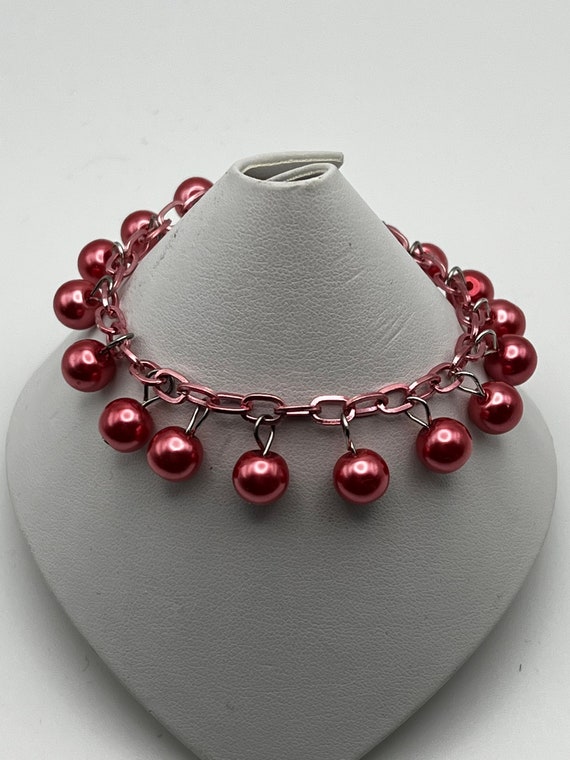 7" red pearl bracelet