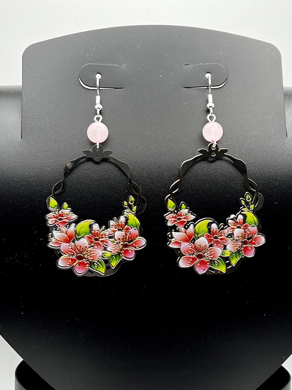 LazerLace steel floral earrings