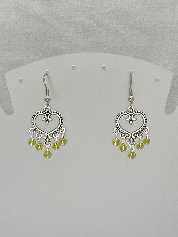 Silver heart dangle earrings