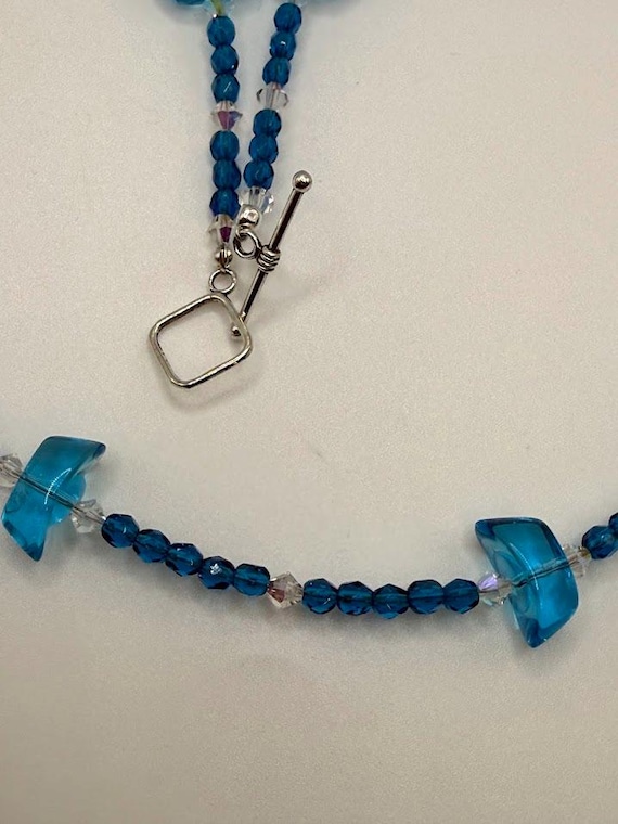 23" blue glass bead necklace