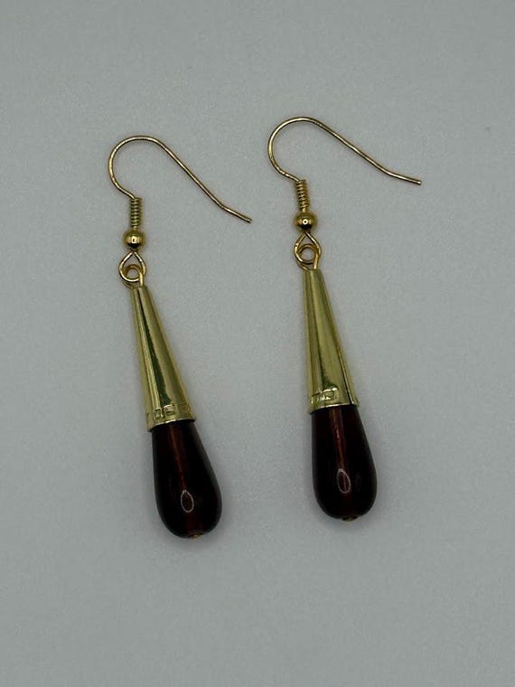 2" purple glass teardrop earrings