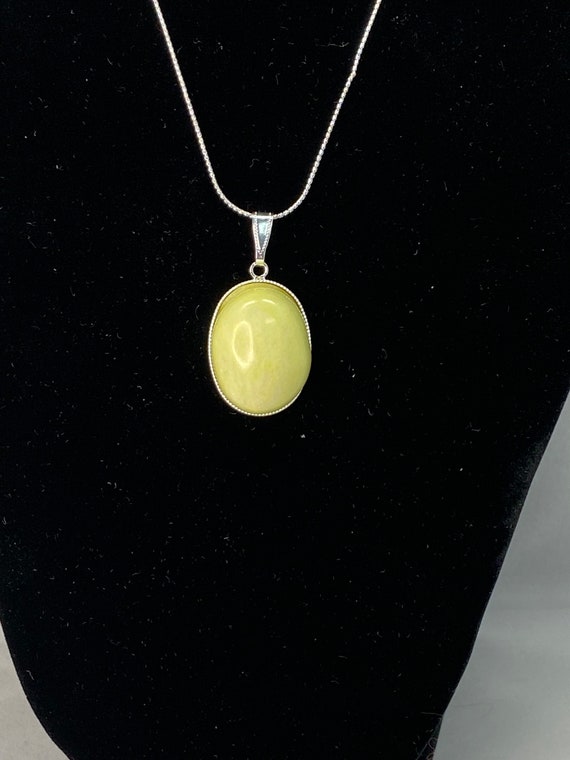 18" olive opal pendant on silver