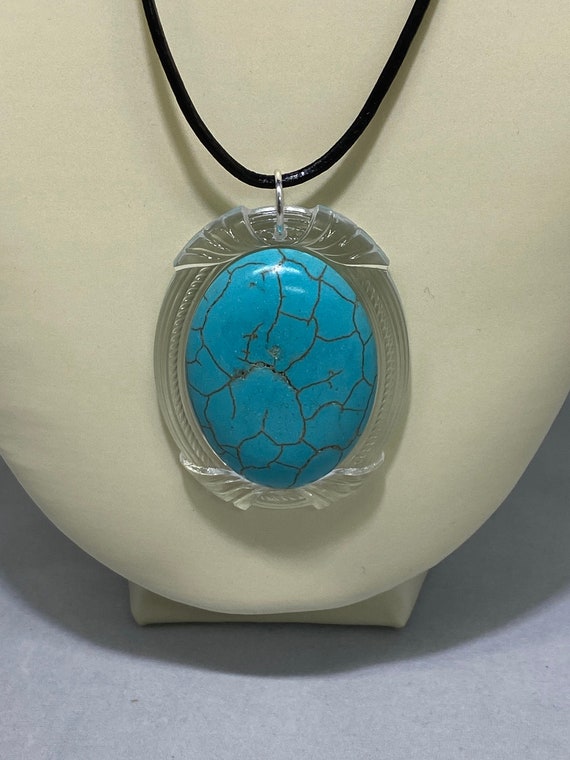 24" turquoise, serpentine, or hemalyke pendant