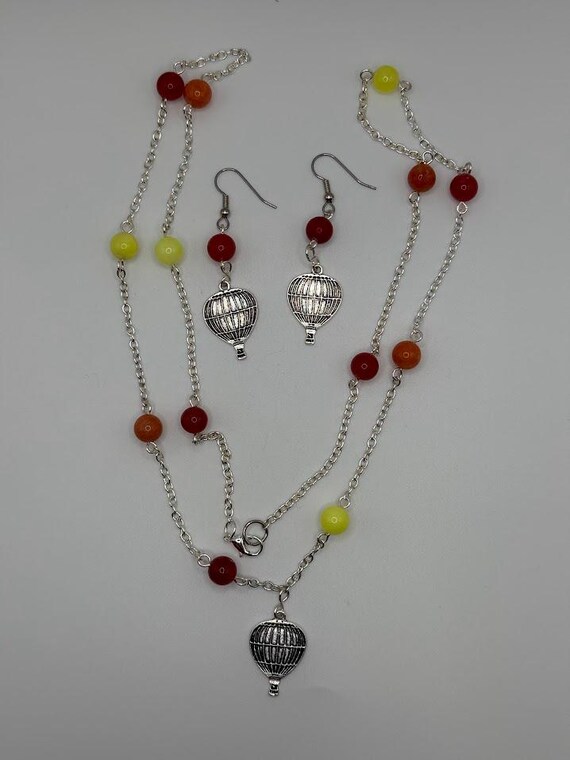 31" hot air balloon pendant and earring set
