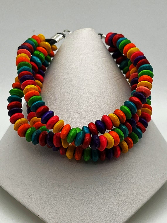 7.5" multi strand rainbow bracelet