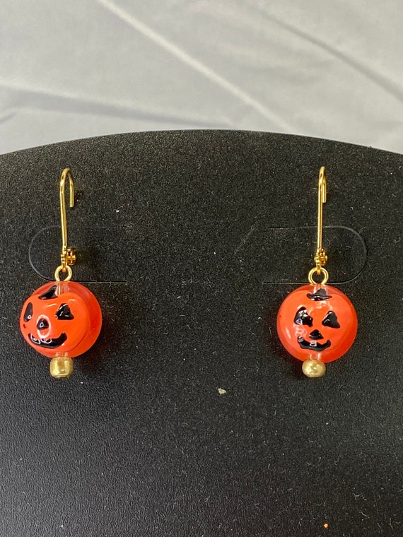 Hand painted jack o lantern earrings