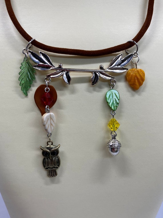 16" fall scene necklace