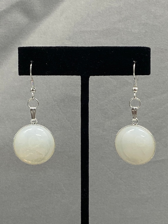 Sea opal or cat's eye drop earrings