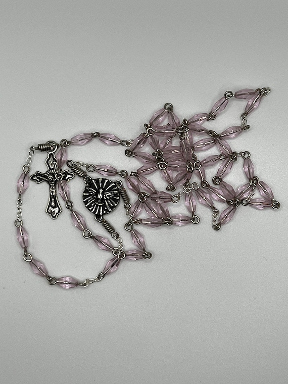 22.5" pink double cone bead rosary (4 options)