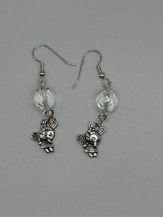 Tennis bunny earrings