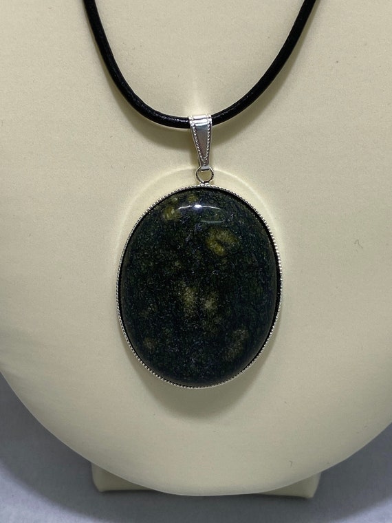 24" serpentine, turquoise, or jasper pendant