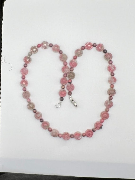 23.5" rhodonite flower necklace