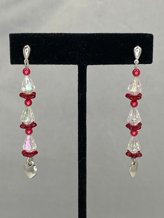 Red, pink, blue, or yellow dangle earrings