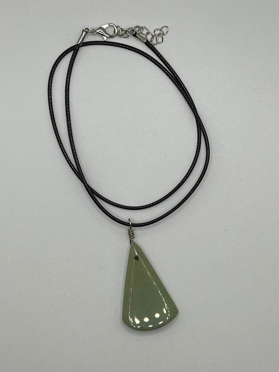 Green aventurine or black agate pendant drop on 18" black cord