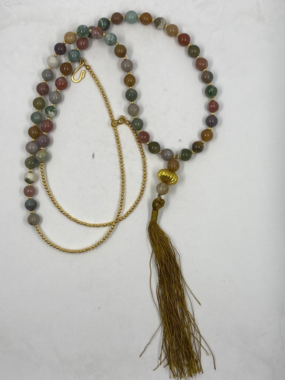 35" fancy jasper tassel necklace