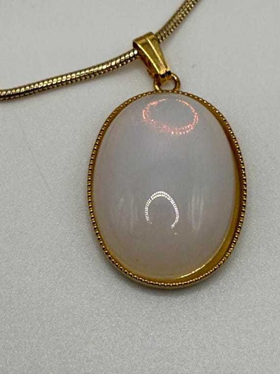 24" sea opal glass pendant on gold