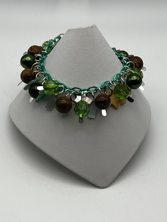 7" greens and brown bracelet