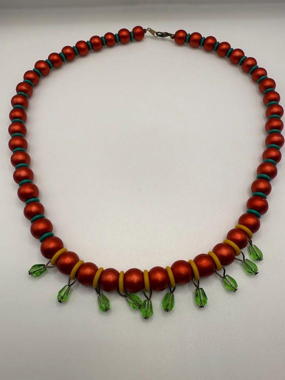 20.5" red, green, and yellow bead necklace