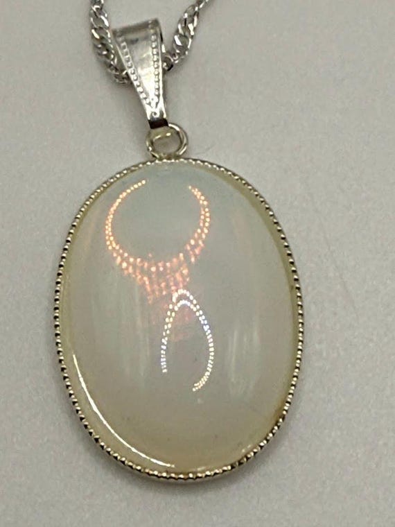 18" sea opal glass pendant necklace