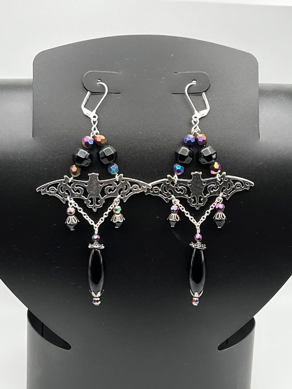 Elegant Victorian inspired bat earrings