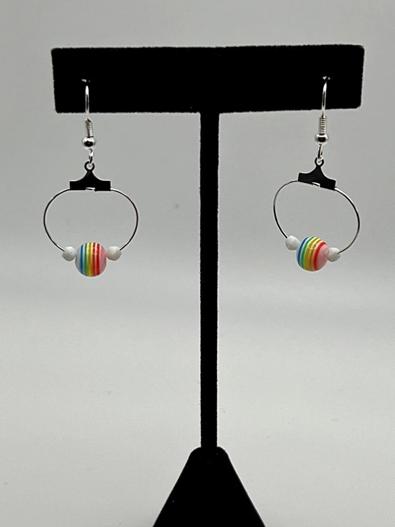 Candy rainbow resin bead earrings on gold or silver