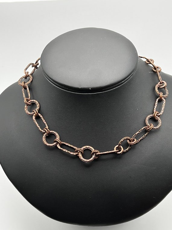 16" textured antique copper rings choker