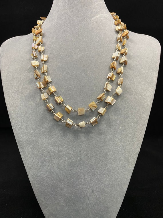 44" tan mother of pearl necklace