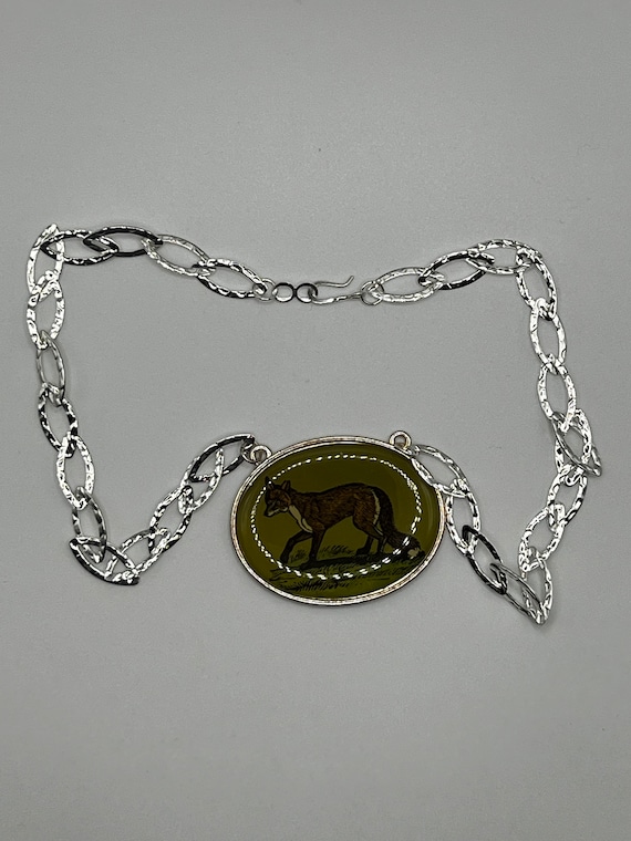 19" enamel fox necklace