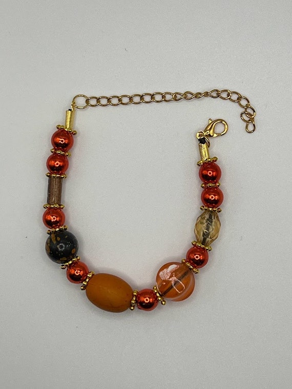 7" orange bead bracelet